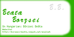 beata borzsei business card